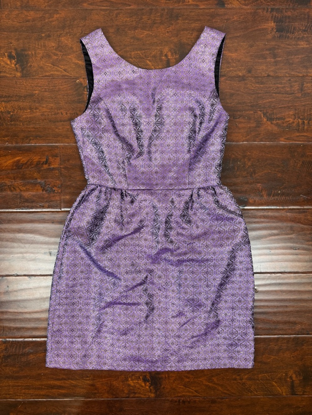 Wendy Bird Cocktail Dress with Bows, 8, Purple and Gold Patterned Fancy Dress